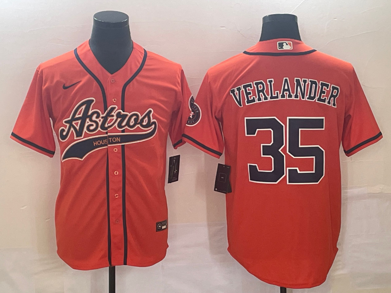 Men's Houston Astros Justin Verlander #35 Orange Jersey Joint Edition